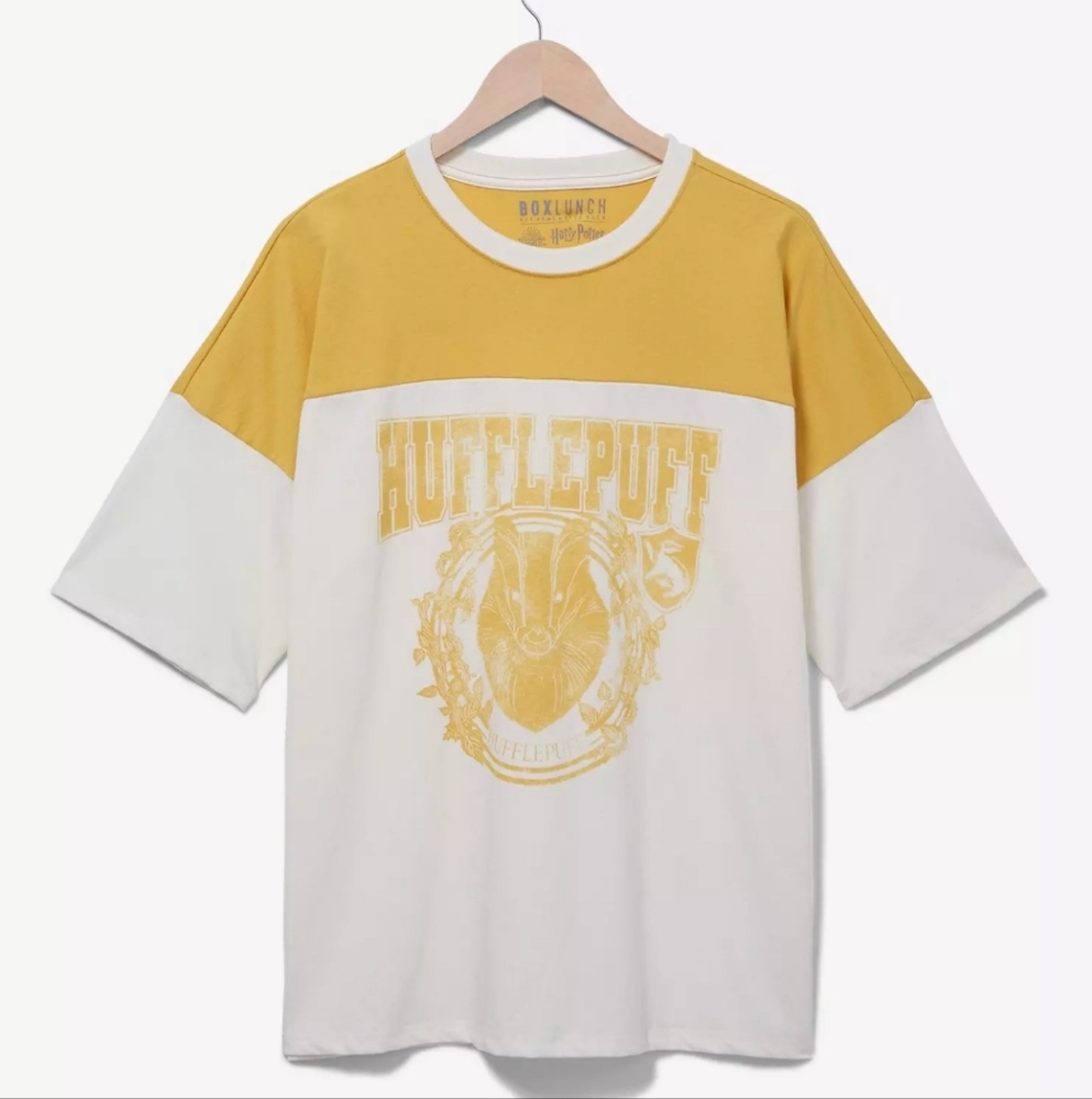 New Harry Potter Hufflepuff Color Block Women's Varsity T-Shirt Size 3X
